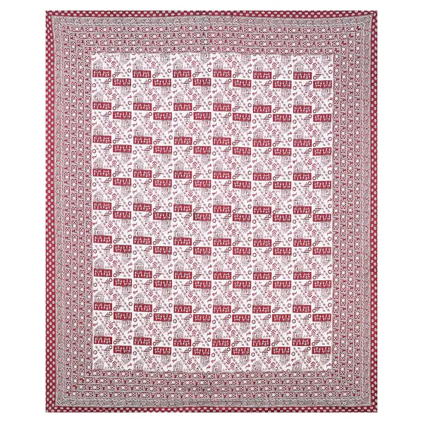 Warli_Maroon_elegant_thread_print_double_king_size_bedsheet_(90"X108")_with_2_pillow_covers_(17"X27")_By_Sabhinjo