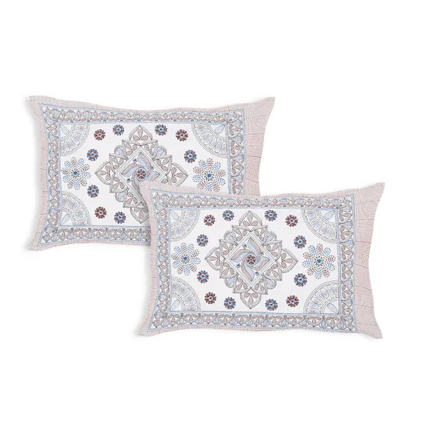 Kathakashida_Blue_elegant_thread_print_double_king_size_bedsheet_(90"X108")_with_2_pillow_covers_(17"X27")_By_Sabhinjo
