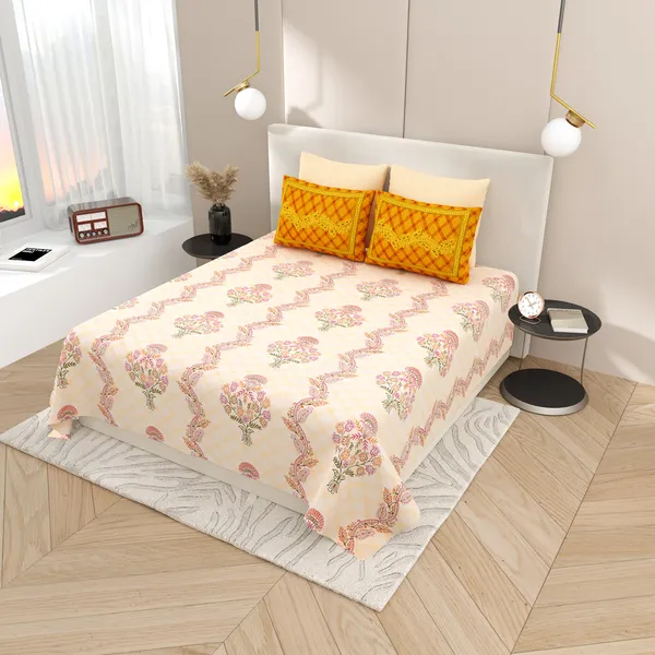 Kashida_Yellow_Cotton_Premium_&_Elegant_Floral_King_Size_Bedsheet_(90"X108")_With_2_Pillow_Covers_(_17"_X_27"_)_By_Sabhinjo