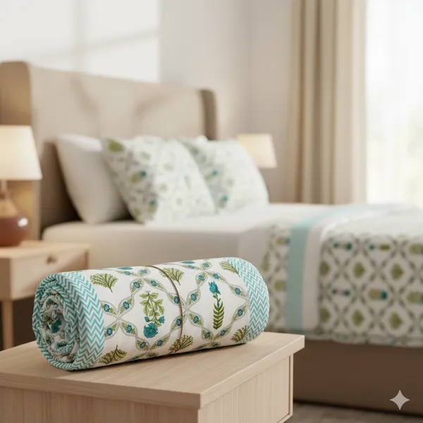 Ananta_Green_Cotton_Premium_&_Elegant_Printed_Double_Rajai_(_90"_X_108"_)By_Sabhinjo