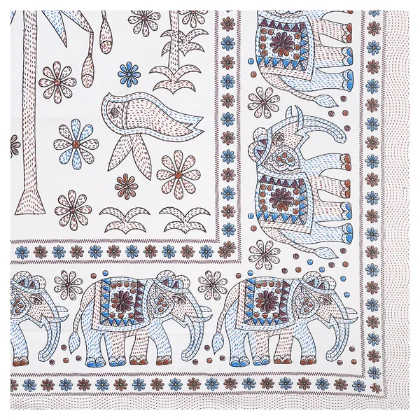 Kathakashida_Blue_elegant_thread_print_double_king_size_bedsheet_(90"X108")_with_2_pillow_covers_(17"X27")