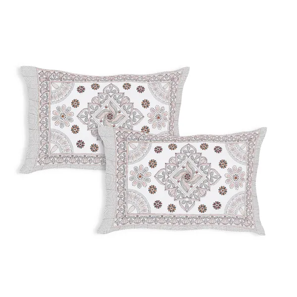 Kathakashida_Brown_elegant_thread_print_double_king_size_bedsheet_(90"X108")_with_2_pillow_covers_(17"X27")_By_Sabhinjo