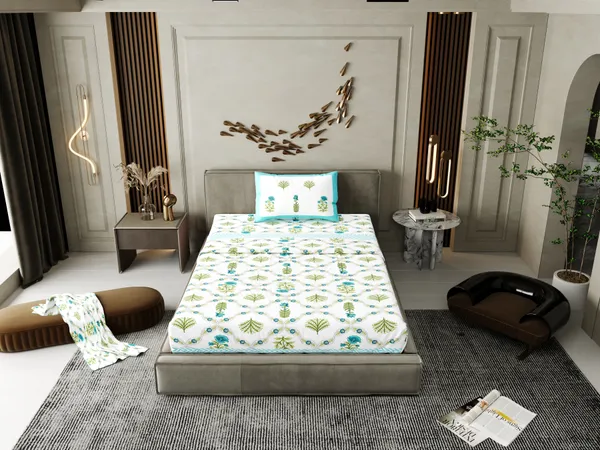 Ananta_Green_Cotton_Premium_&_Elegant_Printed_Single_Bedsheet_(_60"_X_90"_)__With_1_Pillow_Cover_(_17"_X_27"_)_By_Sabhinjo