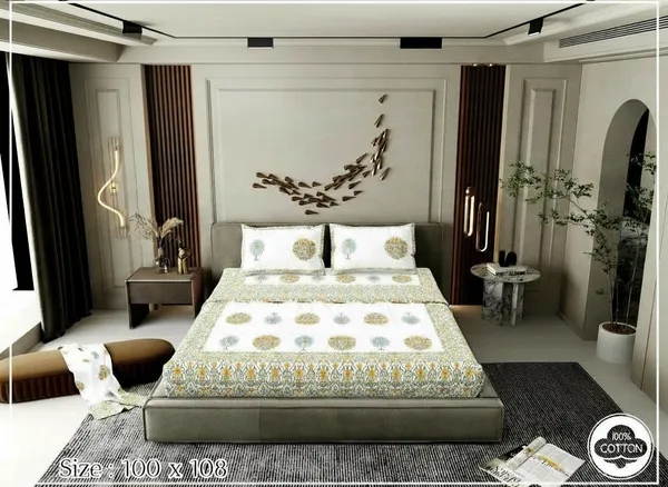 Ananta_Yellow_Cotton_Premium_&_Elegant_Printed_Double_Bedsheet_(_100"_X_108"_)__With_2_Pillow_Covers_(_17"_X_27"_)_By_Sabhinjo