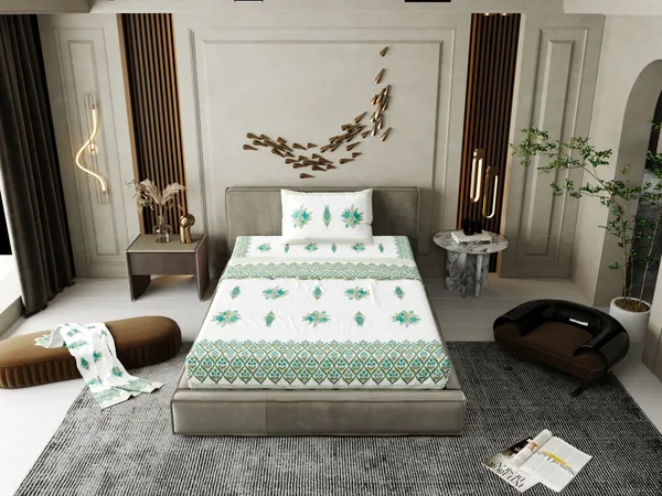 Ananta_Green_Cotton_Premium_&_Elegant_Printed_Single_Bedsheet_(_60"_X_90"_)__With_1_Pillow_Cover_(_17"_X_27"_)_By_Sabhinjo
