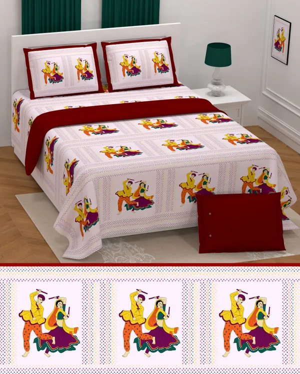 Hand_Work_Maroon_Cotton_Premium_&_Elegant_Jaipuri_Prints_King_Size_Bedsheet_(90"X108")__With_2_Pillow_Covers_(_17"_X_27"_)_By_Sabhinjo