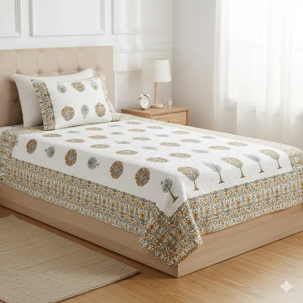 Ananta_Yellow_Cotton_Premium_&_Elegant_Printed_Single_Dohar_(_60"_X_90"_)By_Sabhinjo