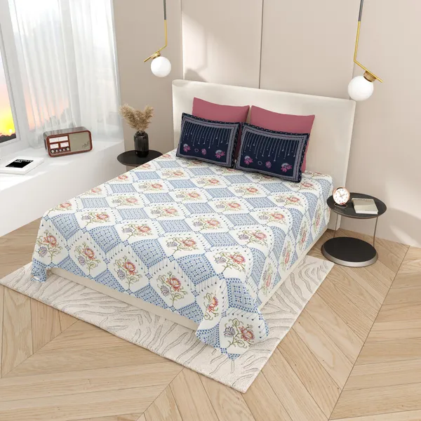 Kashida_Blue_Cotton_Premium_&_Elegant_Floral_King_Size_Bedsheet_(90"X108")__With_2_Pillow_Covers_(_17"_X_27"_)_By_Sabhinjo