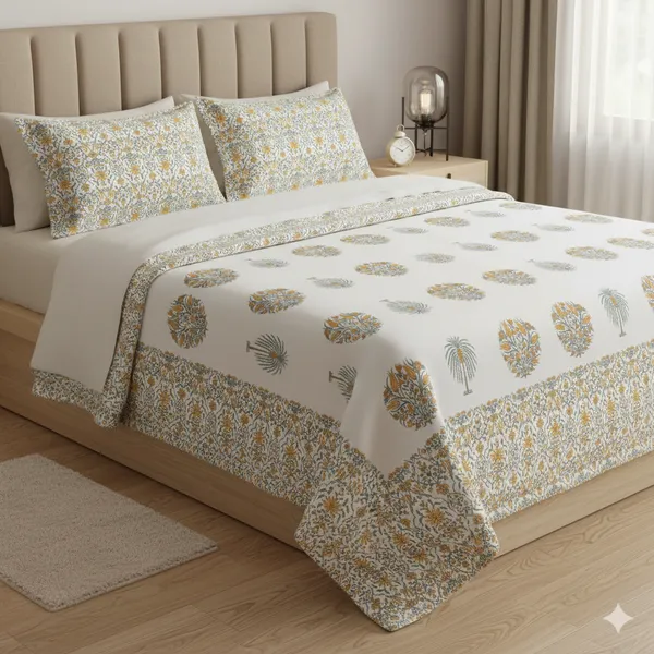 Ananta_Yellow_Cotton_Premium_&_Elegant_Printed_Double_Dohar_(_90"_X_108"_)By_Sabhinjo
