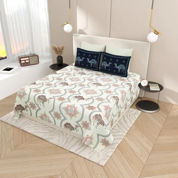 Kashida_Blue_Cotton_Premium_&_Elegant_Animal_King_Size_Bedsheet_(90"X108")__With_2_Pillow_Covers_(_17"_X_27"_)_By_Sabhinjo