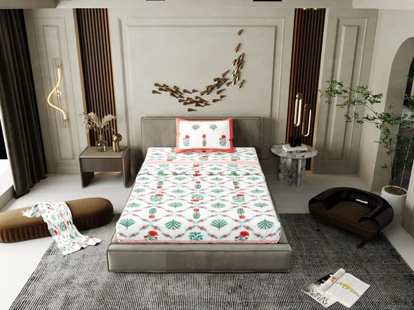 Ananta_Red__Cotton_Premium_&_Elegant_Printed_Single_Bedsheet_(_60"_X_90"_)__With_1_Pillow_Cover_(_17"_X_27"_)_By_Sabhinjo