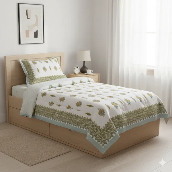 Ananta_Yellow_Cotton_Premium_&_Elegant_Printed_Single_Rajai_(_60"_X_90"_)By_Sabhinjo