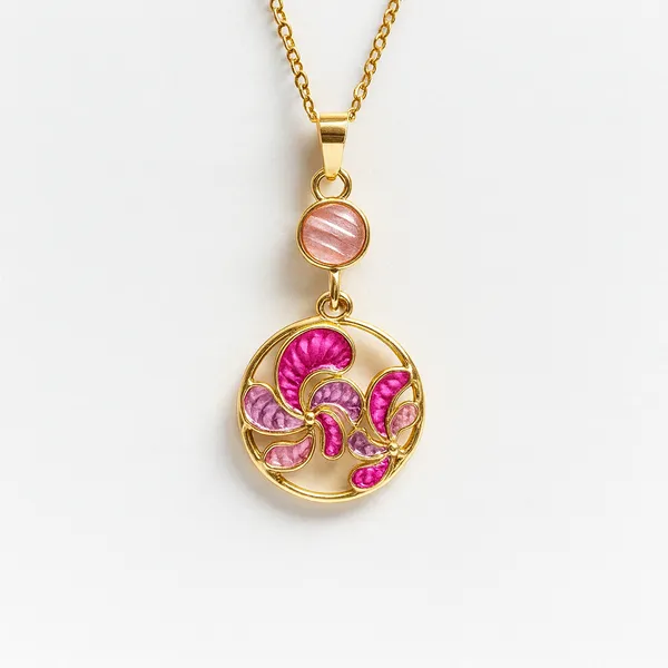 Pink_Party_Swirl_Hand_Painted_Pendant_With_Earring_set__For_Women