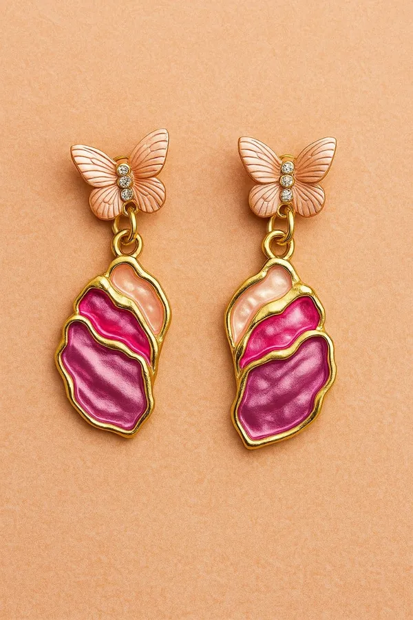 Pink_Hand_Painted_Papillon_Earring_For_Women