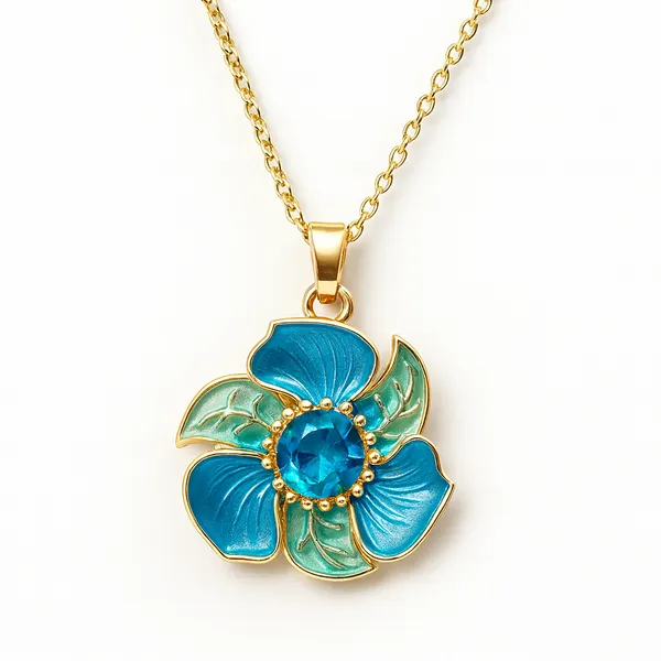 Blue_Round_Dazzle_Petal_Pendant_With_Earring_set__For_Women