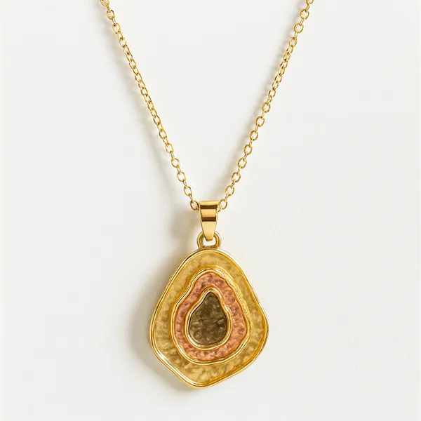 Golden_Party_Pebble_Pendant_With_Earring_set__For_Women