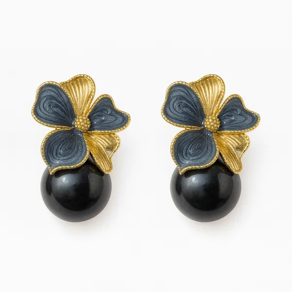 Pearl_black_Blush_Orchid_Bloom_Studs