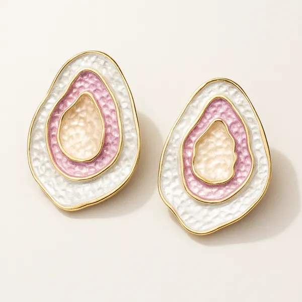 Light_Pink_Party_Pebble_Pendant_With_Earring_set__For_Women