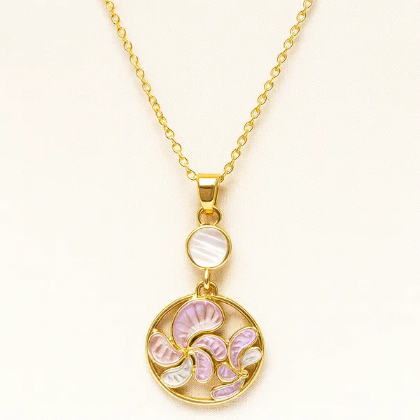 Light_Pink_Swirl_Hand_Painted_Pendant_With_Earring_set__For_Women