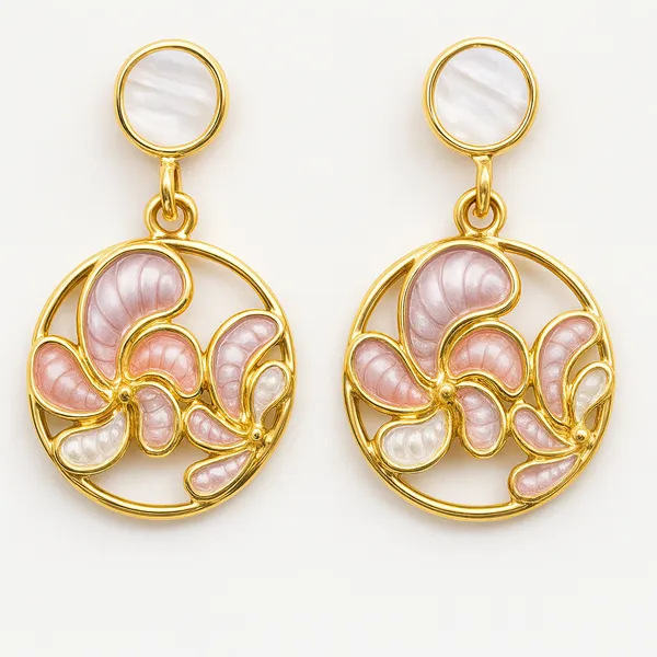 Light_Pink_Swirl_Hand_Painted_Pendant_With_Earring_set__For_Women