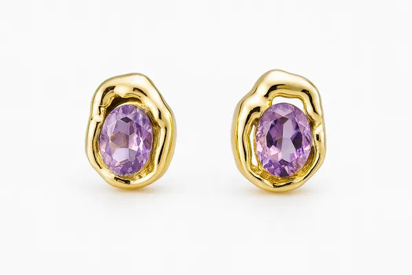 Aurum_Amethyst_Stainless_Steel_Pendant_With_Earring_set__|_For_Women