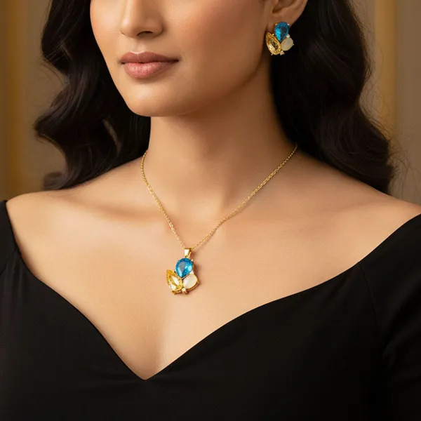 Jellybean_Pendant_With_Earring_set__For_Women