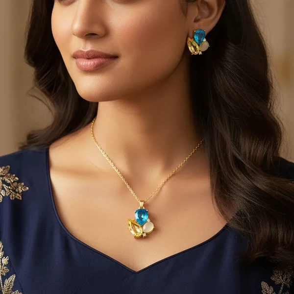 Jellybean_Pendant_With_Earring_set__For_Women