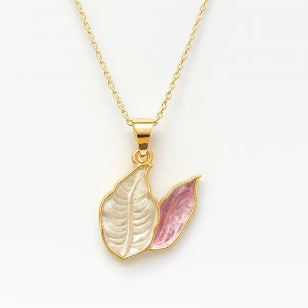 Light_Pink_Leaf_Pendant_With_Earring_set__For_Women