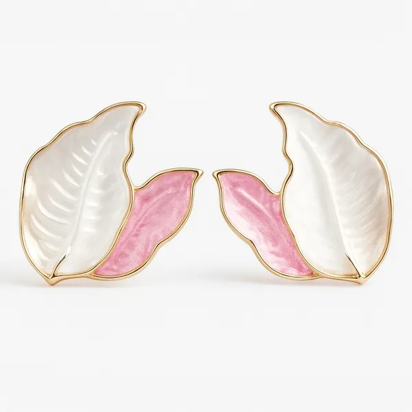 Light_Pink_Leaf_Pendant_With_Earring_set__For_Women