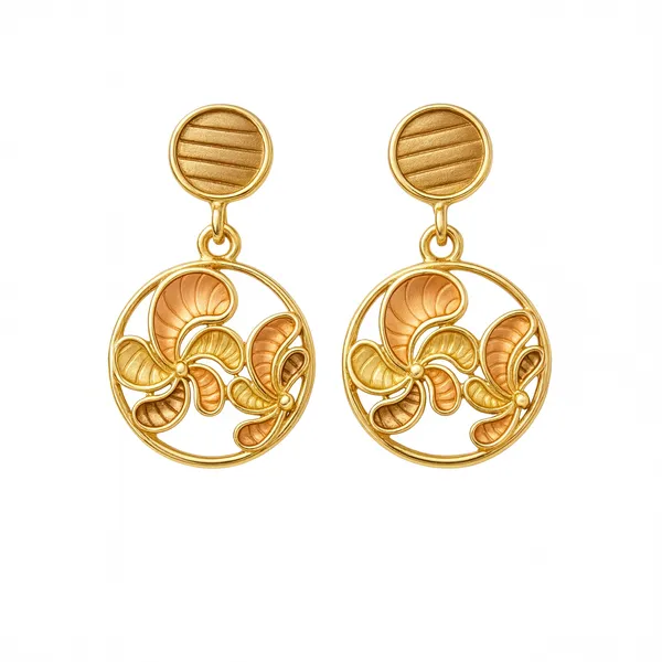 Golden_Party_Swirl_Hand_Painted_Pendant_With_Earring_set__For_Women
