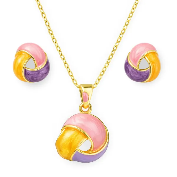 Gold_Radiant_Trio_Prism_Pendant_With_Earring_set__For_Women