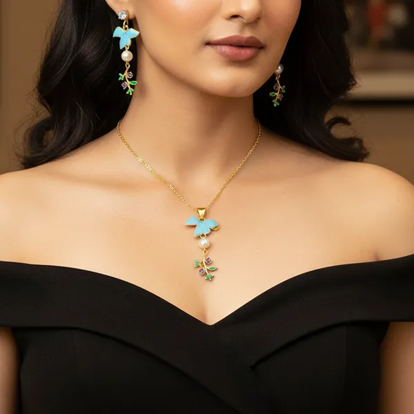 Tweet_&_Twinkle_Pendant_With_Earring_set__For_Women