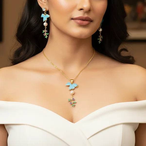 Tweet_&_Twinkle_Pendant_With_Earring_set__For_Women
