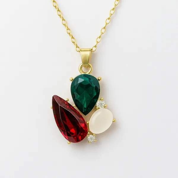 MultiColor__Pendant_With_Earring_set__For_Women