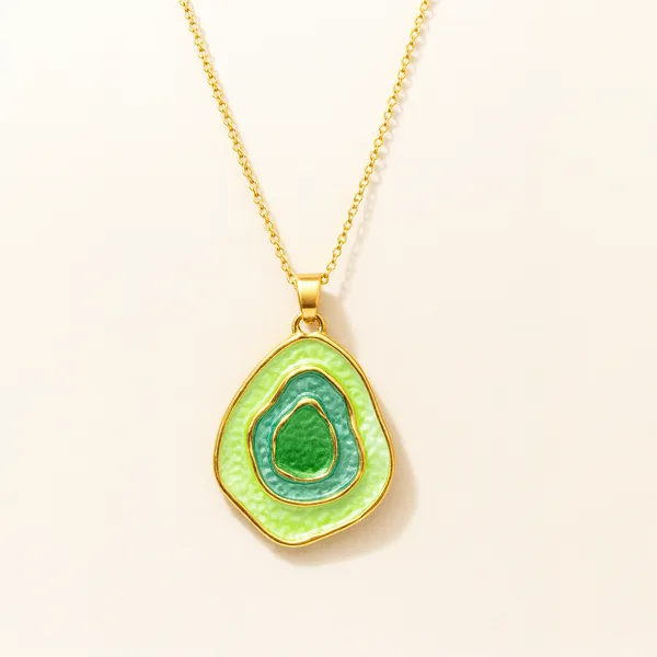 Green_Party_Pebble_Pendant_With_Earring_set__For_Women