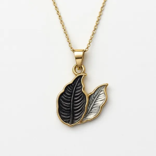 Midnight_Leaf_Pendant_With_Earring_set__For_Women