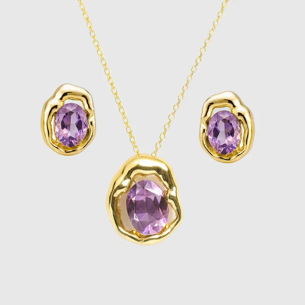 Aurum_Amethyst_Stainless_Steel_Pendant_With_Earring_set__|_For_Women