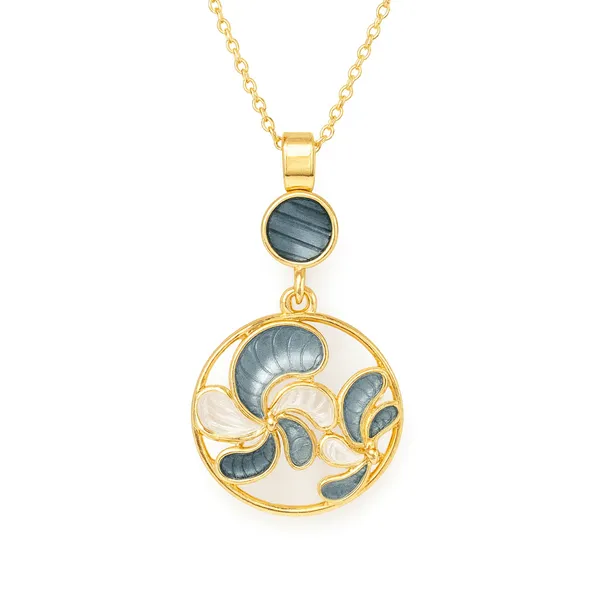 Black_Party_Swirl_Hand_Painted_Pendant_With_Earring_set__For_Women