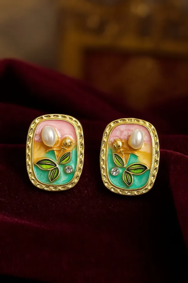 Hand_Painted_Florentine_Stainless_Steel_Earrings_|_For_Women