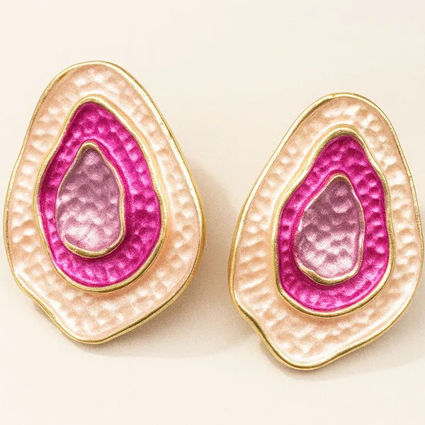 Dark_Pink_Party_Pebble_Pendant_With_Earring_set__For_Women