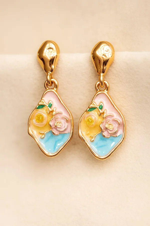 Gold_Hand_Painted_Pastelia_Earring_For_Women