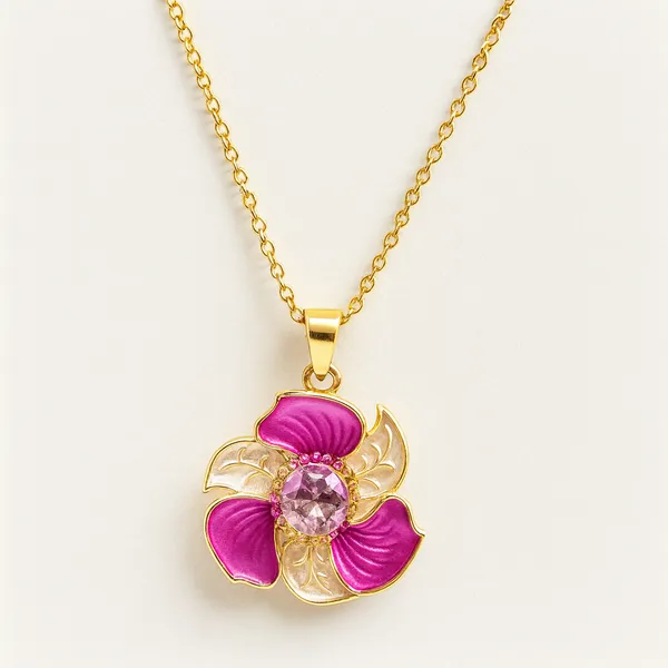 Pink_Dazzle__Petal_Pendant_With_Earring_set__For_Women