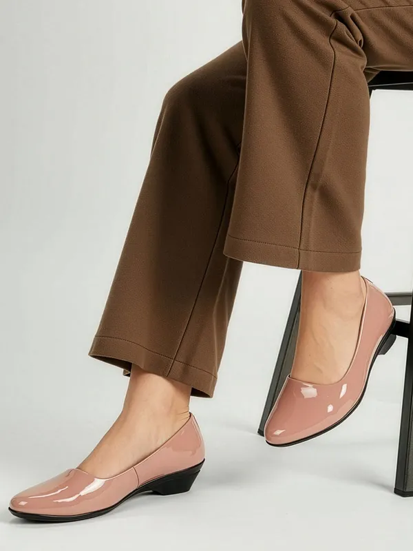 Peach_Synthetic_Leather_Casual_Bellies_For_Women