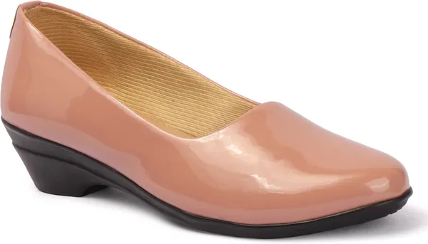 Peach_Synthetic_Leather_Casual_Bellies_For_Women