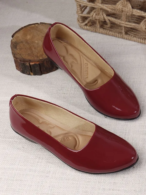 Red_Synthetic_Leather_Casual_Bellies_For_Women