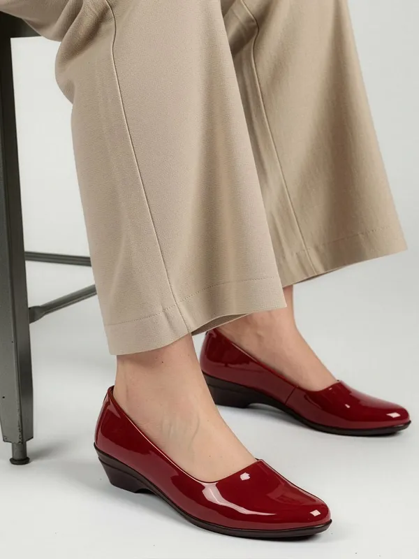 Red_Synthetic_Leather_Casual_Bellies_For_Women
