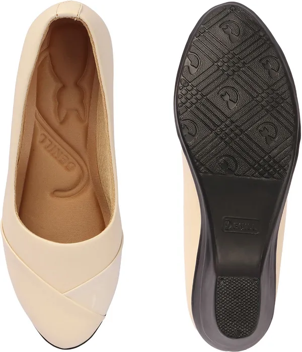 Cream_Synthetic_Leather_Casual_Slip_On_Bellies_For_Women