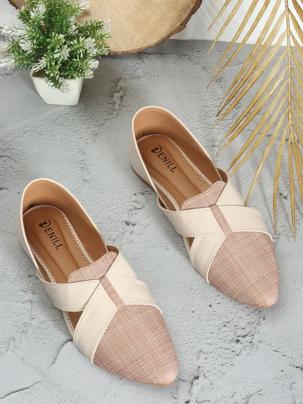 Peach_Synthetic_Leather_Casual_Bellies_For_Women