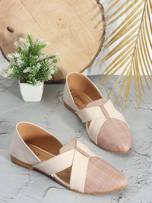 Peach_Synthetic_Leather_Casual_Bellies_For_Women