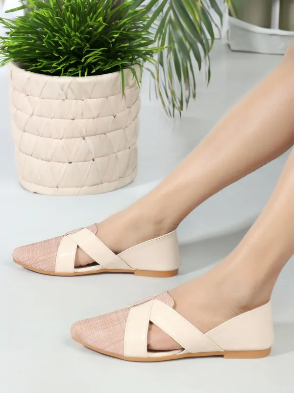 Peach_Synthetic_Leather_Casual_Bellies_For_Women